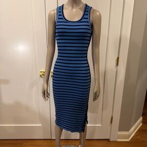 Sundry Blue and Navy Striped Bodycon Midi Dress XS